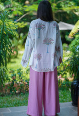 White Cotton Tropical Print Shirt