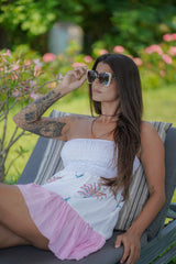 Palm Tree Frilled Tube Dress